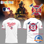 Minnesota Twins x Firefighter Appreciation Night White Hoodie T-Shirt