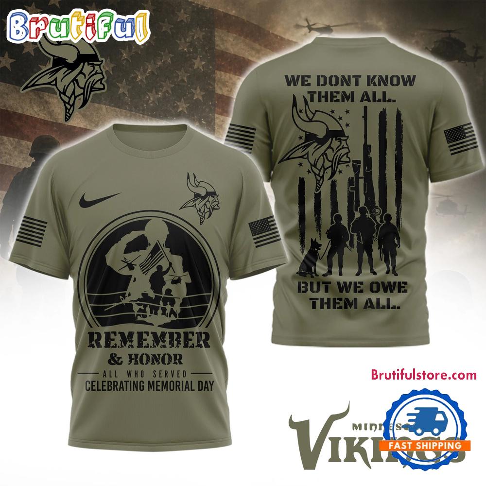 Minnesota Vikings 2026 NFL Celebrating Memorial Day Limited 3D Shirt
