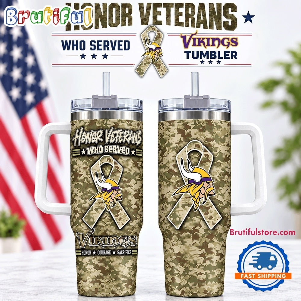 Minnesota Vikings 2026 NFL Honor Veterans Camo Stanley Tumbler
