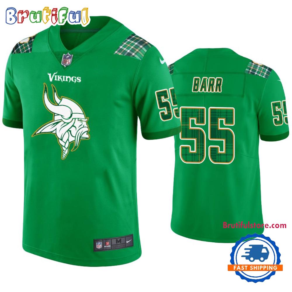 Minnesota Vikings #55 Anthony Barr Jersey St. Patricks Day Kelly Green Lucky Football Jersey