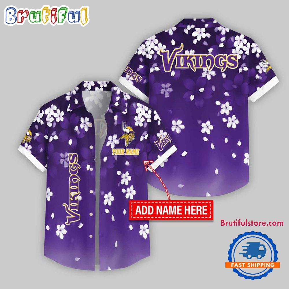 Minnesota Vikings Five-petaled Flower Pattern Hawaii Shirt