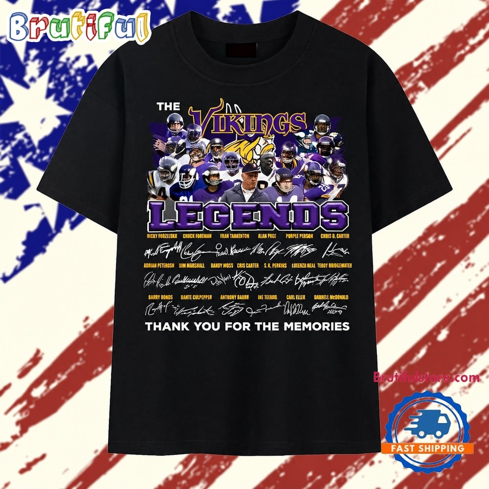 Minnesota Vikings Legends Vintage Roster Signatures Graphic T Shirt