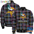Minnesota Vikings National Football League Crucial Catch Intercept Cancer Unisex Varsity Jacket