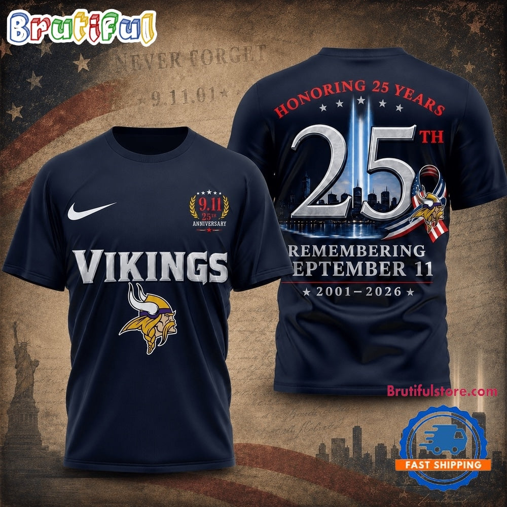 Minnesota Vikings NFL Honoring 25 Years Remembering September 11 T Shirt