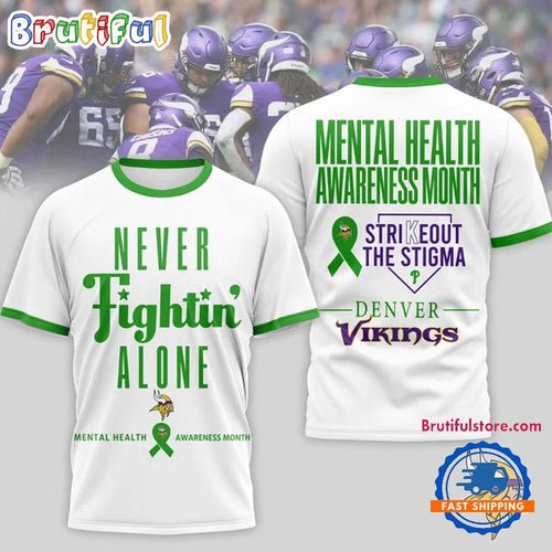 Minnesota Vikings NFL Mental Health Awareness Month 3D T Shirt
