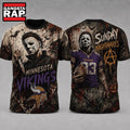 Minnesota Vikings NFL Michael Myers Sunday Nightmares Horror Halloween 3D T Shirt, Football New Design Shirt