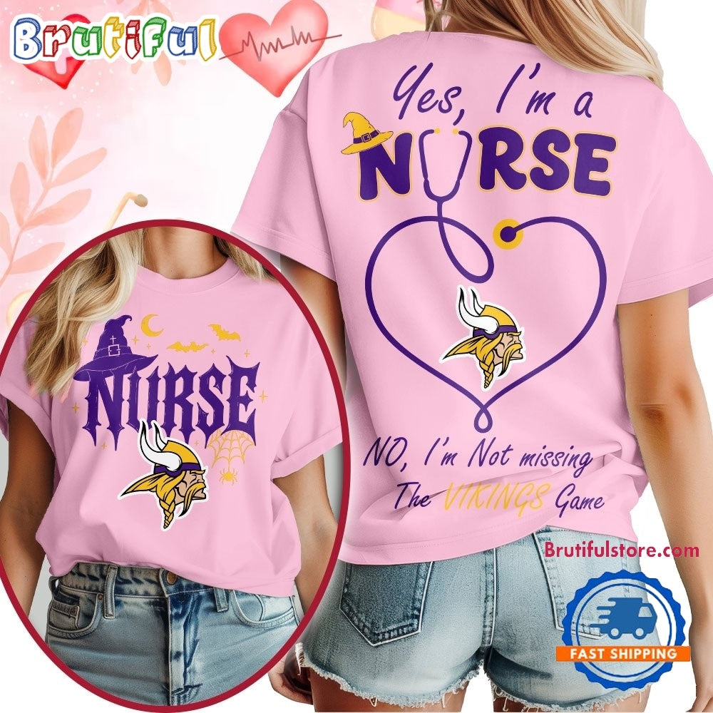 Minnesota Vikings NFL Night Shift Never Misses Game Day Halloween Nurse Unisex 3D Shirt