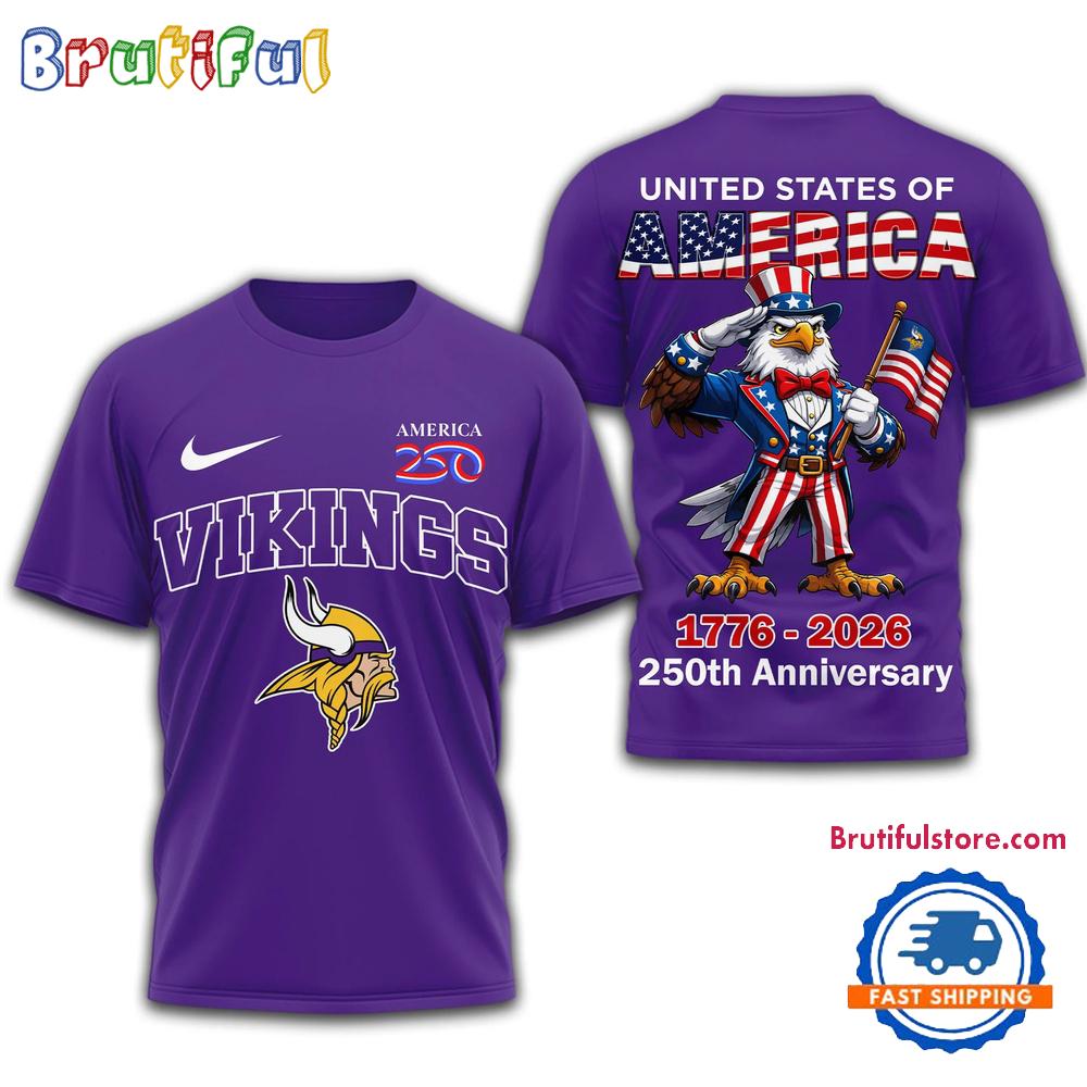 Minnesota Vikings NFL United States of American 250th Anniversary 3D T Shirt