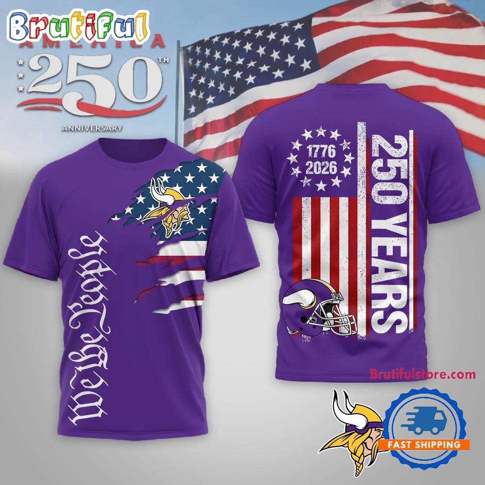 Minnesota Vikings NFL We The People USA 250th Anniversary All Over Print Shirt