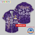 Minnesota Vikings Night Flower Pattern Personalized Name Hawaii Shirt