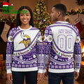 Minnesota Vikings Norse Mascot Custom Name And Number Ugly Christmas Sweater