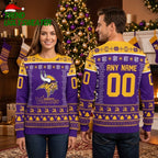 Minnesota Vikings Personalized Any Name And Number Ugly Christmas Sweater