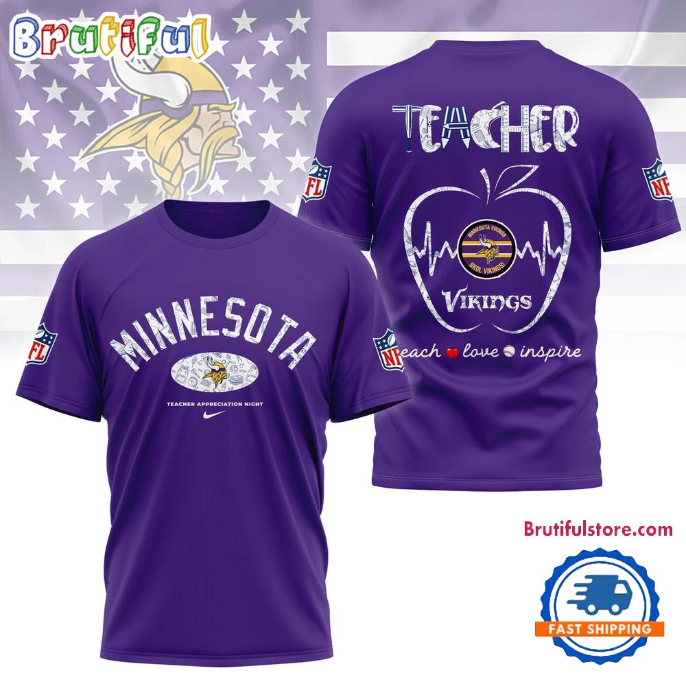 Minnesota Vikings Teacher Appreciation Night 2025 3D Shirt