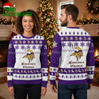 Minnesota Vikings Viking Logo And Snowflake Pattern Ugly Christmas Sweater