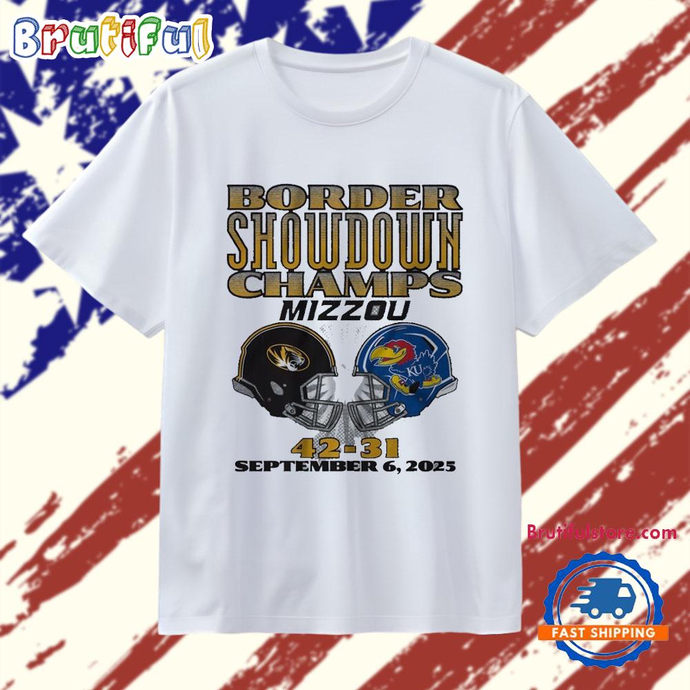 Missouri Tigers vs. Kansas Jayhawks 42-31 September 6, 2025 Border Showdown Champs Mizzou T Shirt