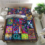 Hippie 4PCS Bedding Set - Free Flow Color Quilted Bedding