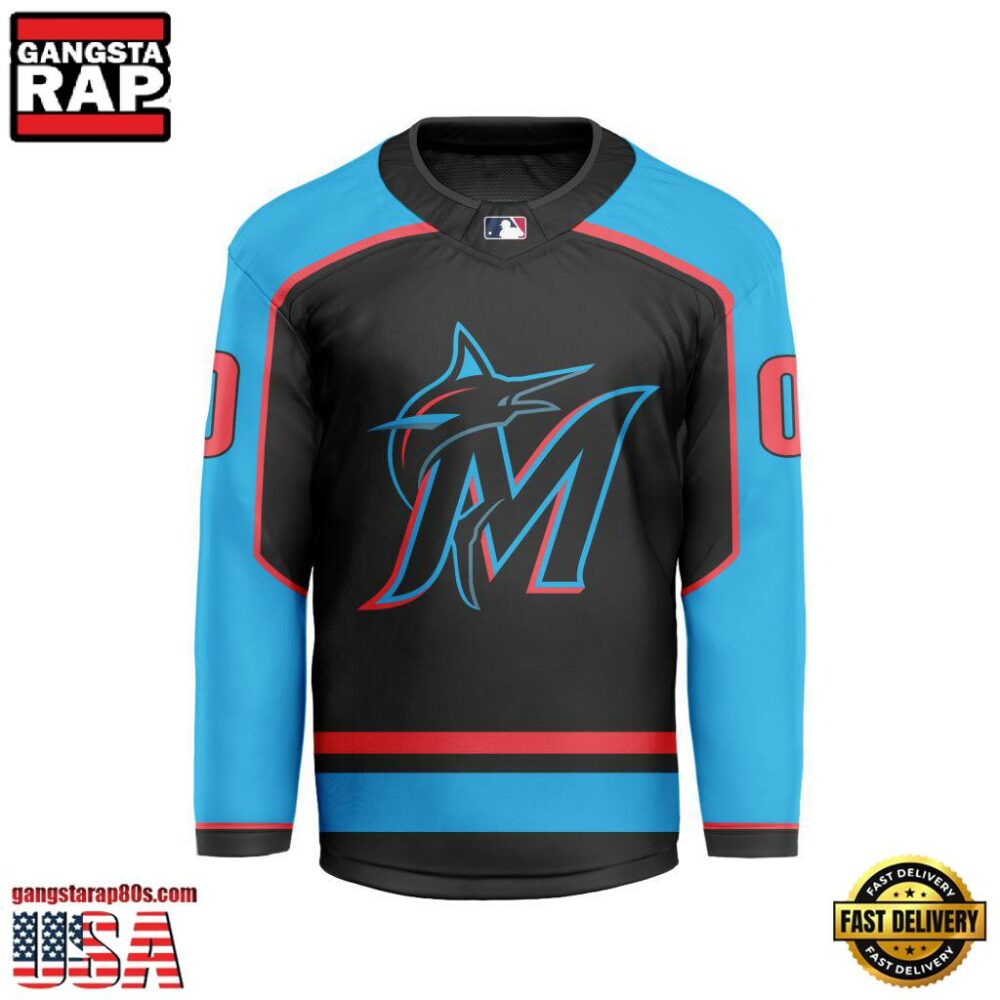 MLB Custom Miami Marlins Special Hockey Jersey Shirt