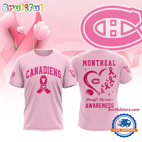 Montreal Canadiens 2025 NHL Pink Breast Cancer Awareness All Over Print Shirt