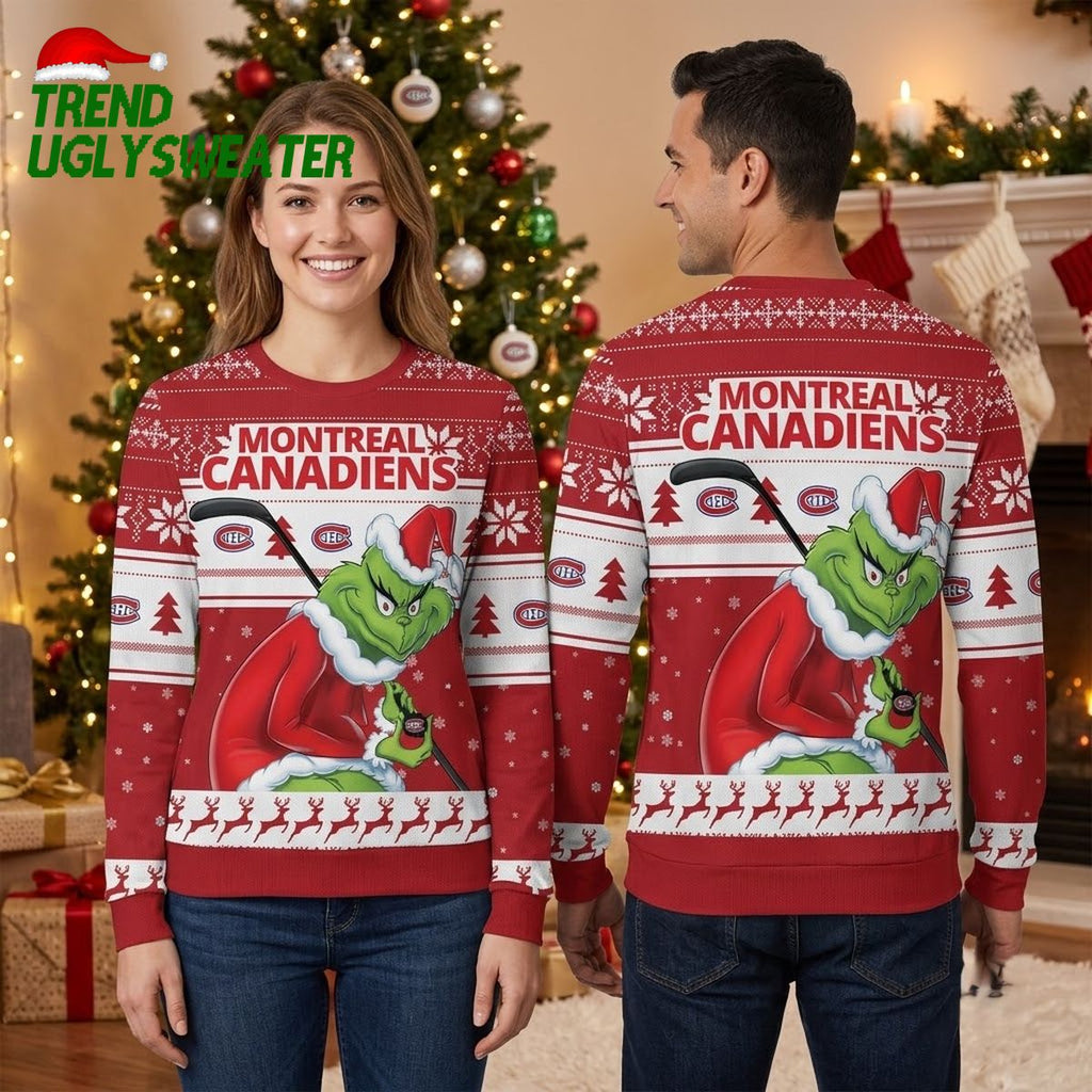 Montreal Canadiens Grinch Hockey Player Ugly Christmas Sweater