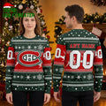 Montreal Canadiens Logo Snowflake Personalized Custom Name And Number Ugly Christmas Sweater