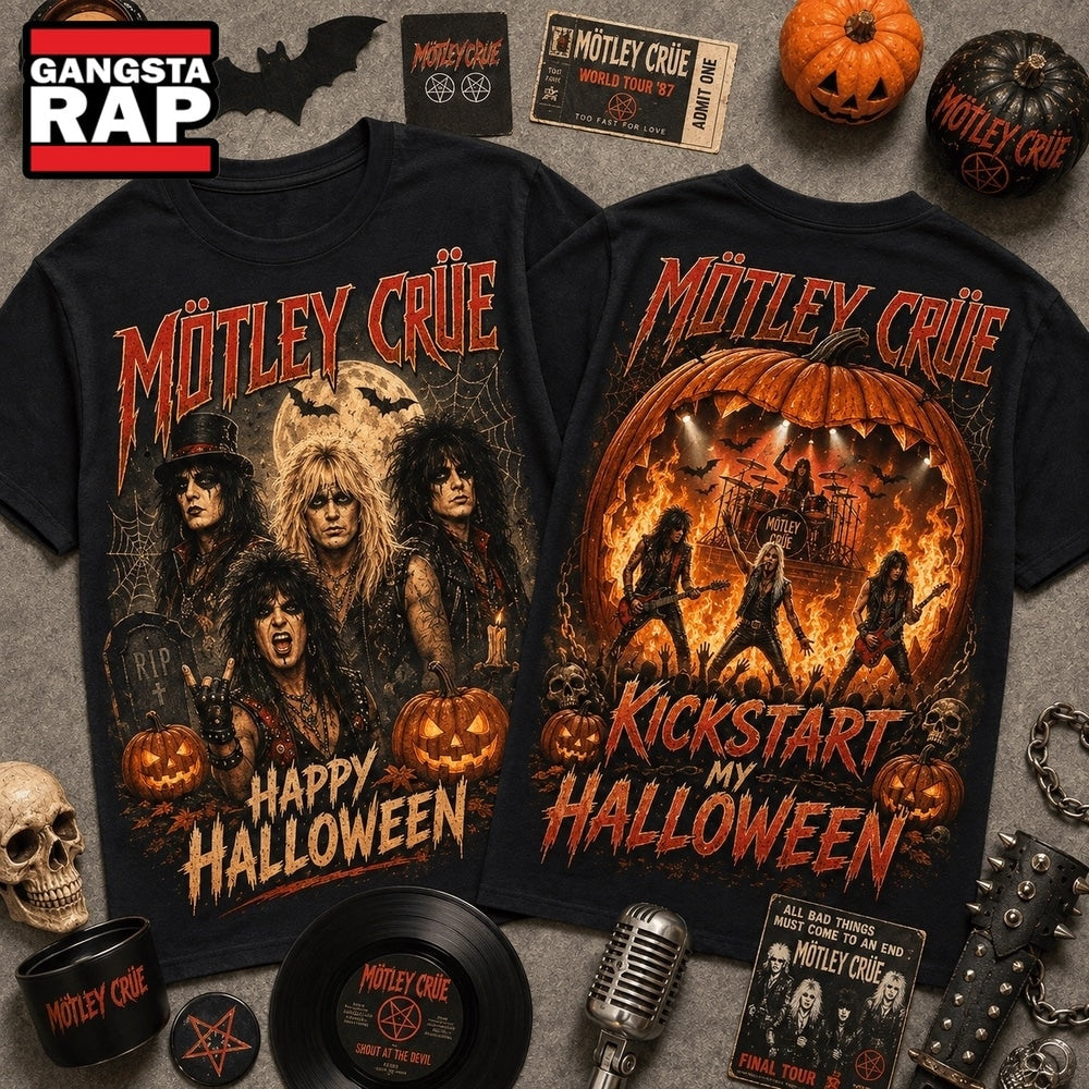 Mötley Crue Halloween Vintage Graphic Spooky Music Fan Shirt