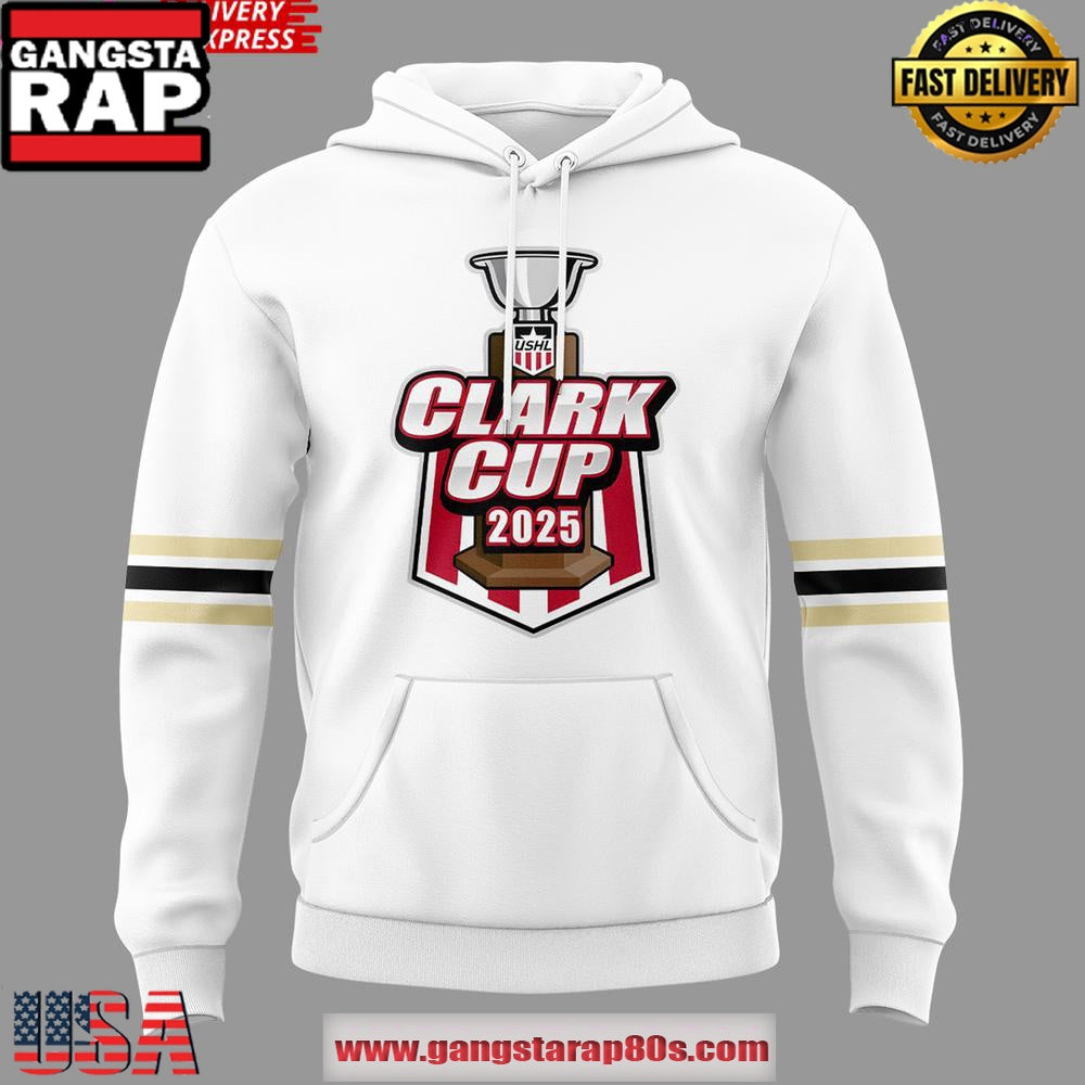 Muskegon Lumberjacks 2025 USHL Clark Cup Performance White Unisex Hoodie