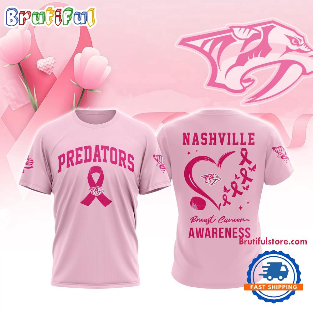 Nashville Predators 2025 NHL Pink Breast Cancer Awareness All Over Print Shirt
