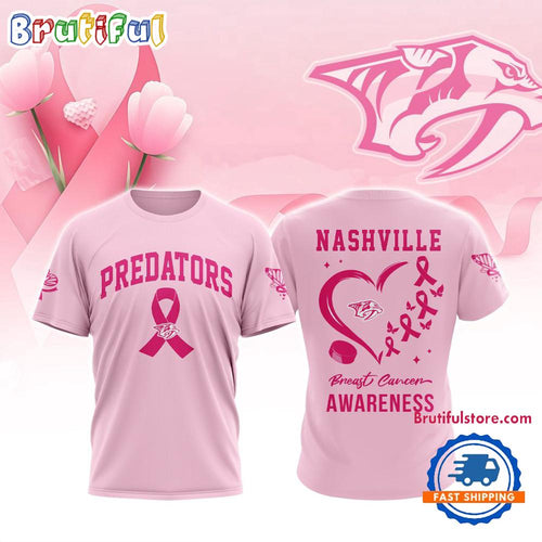 Nashville Predators 2025 NHL Pink Breast Cancer Awareness All Over Print Shirt