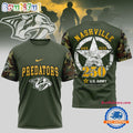 Nashville Predators NHL 250 Years US Army Limited 3D Shirt