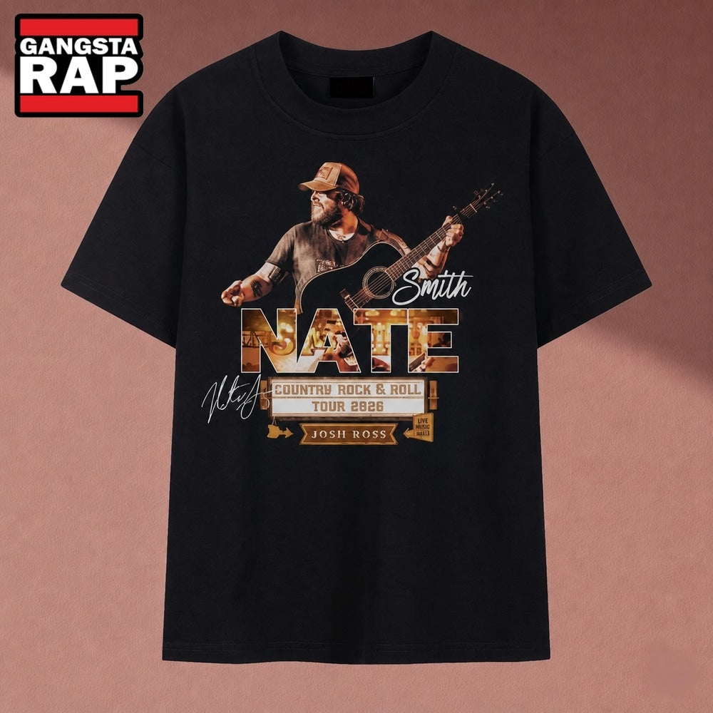 Nate Smith Country Rock And Roll Tour 2026 With Josh Ross T Shirt, Music 2D Shirt