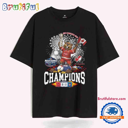 Nations Face Off Champions 2025 Mascot Go Canada Go T-Shirt