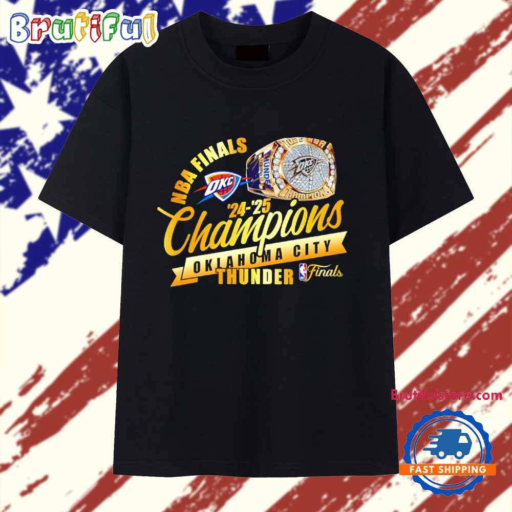NBA Finals Champions 2024-25 Oklahoma City Thunder Ring Diamonds T Shirt