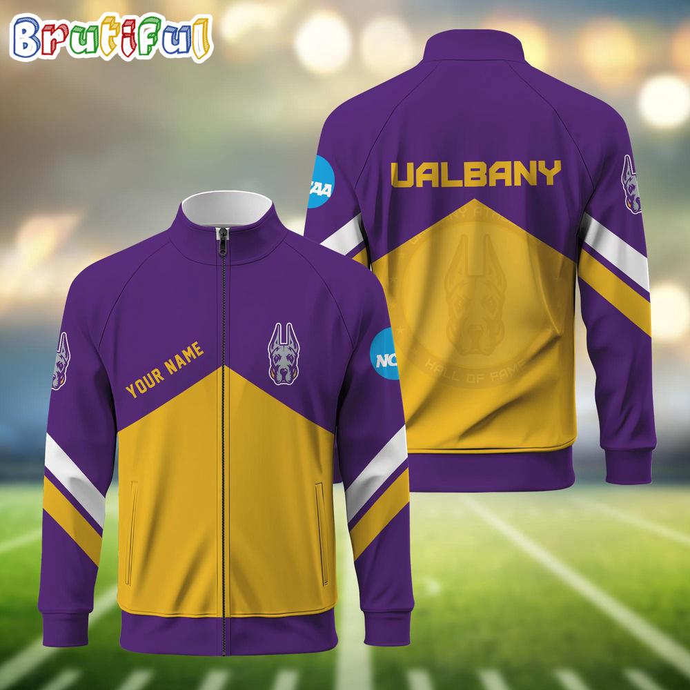 NCAA Albany Great Danes Sport Logo Team Personalized Standing Neck Zipper Jacket