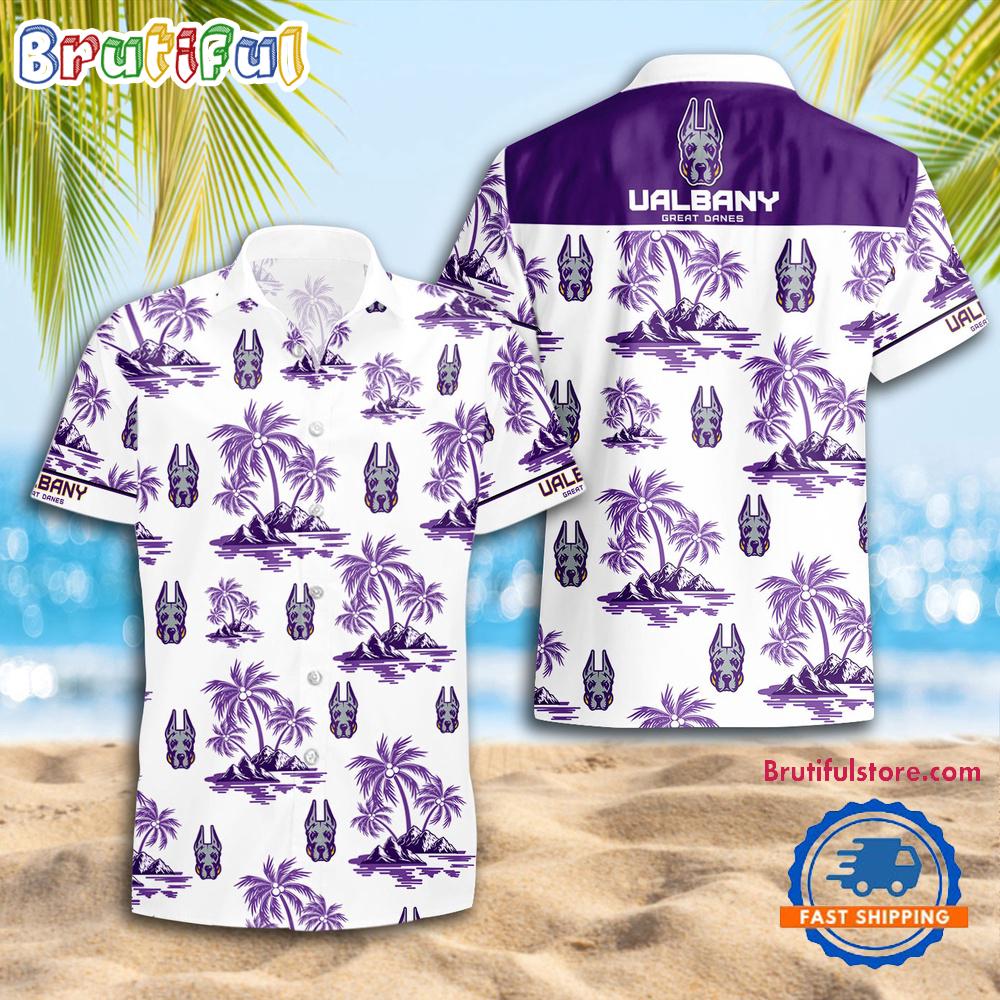 NCAA Albany Great Danes Sporty Aloha Summer Hawaiian Shirt
