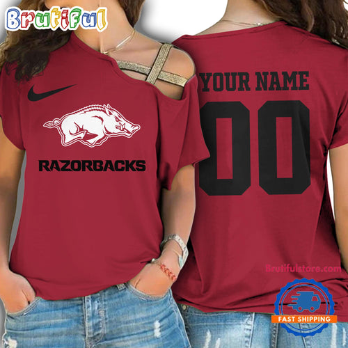 NCAA Arkansas Razorbacks Special Sport Team Custom Women’s One Shoulder Shirt