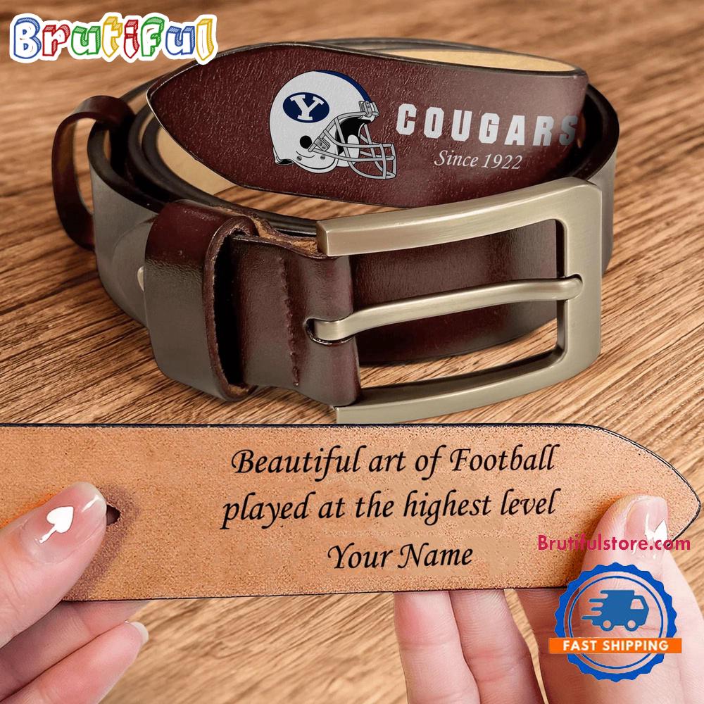 NCAA BYU Cougars Sport Logo Helmets Men’s Leather Belt