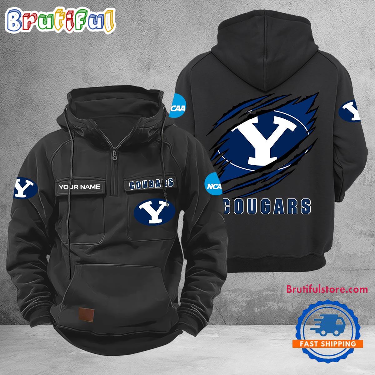 NCAA BYU Cougars Sport Team Design Logo Name Cargo Hoodie