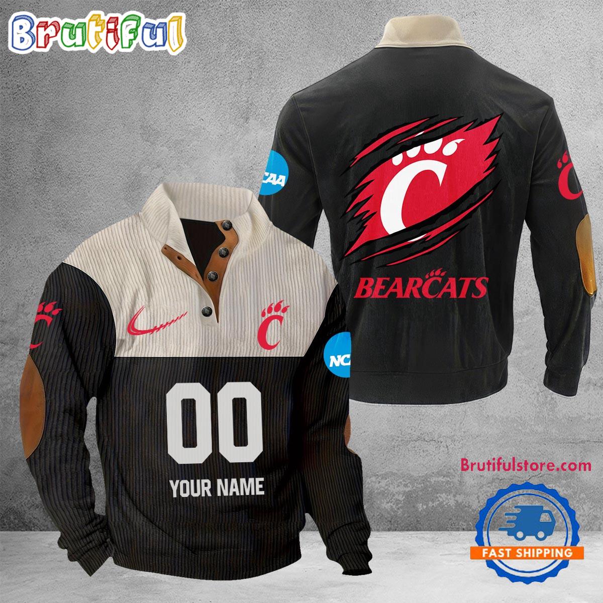 NCAA Cincinnati Bearcats Sport Team Custom Name And Number Buttoned Collar Sweatshirt
