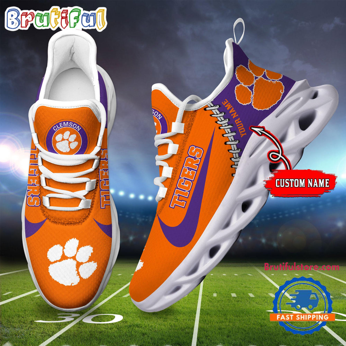 NCAA Clemson Tigers New Season Design Max Soul Shoes Sport Sneaker