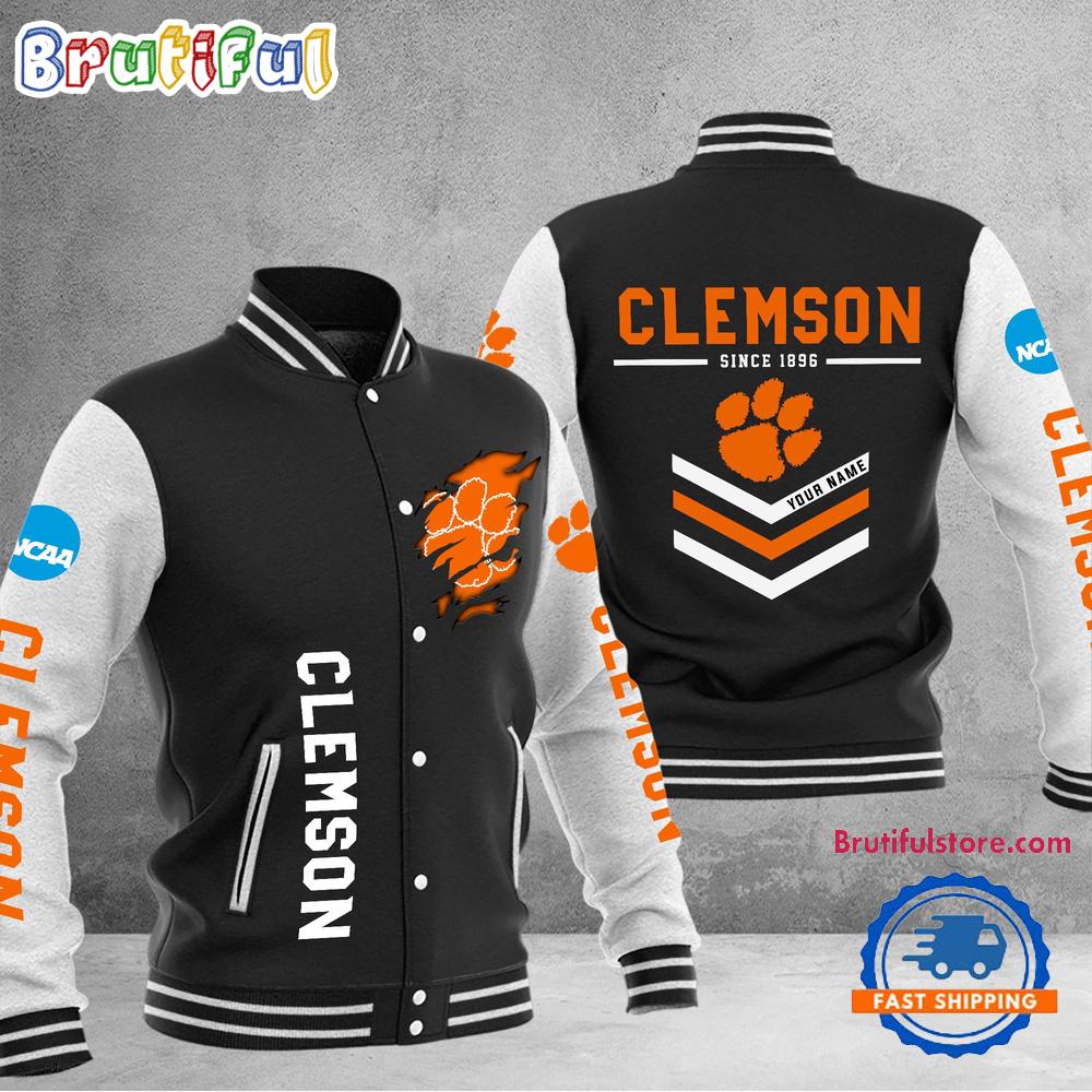 NCAA Clemson Tigers Personalized Sporty Varsity Baseball Jacket