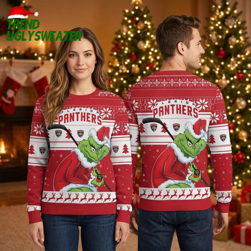 NCAA Florida Panthers Ugly Sweater Grinch Funny Christmas Football Sweater