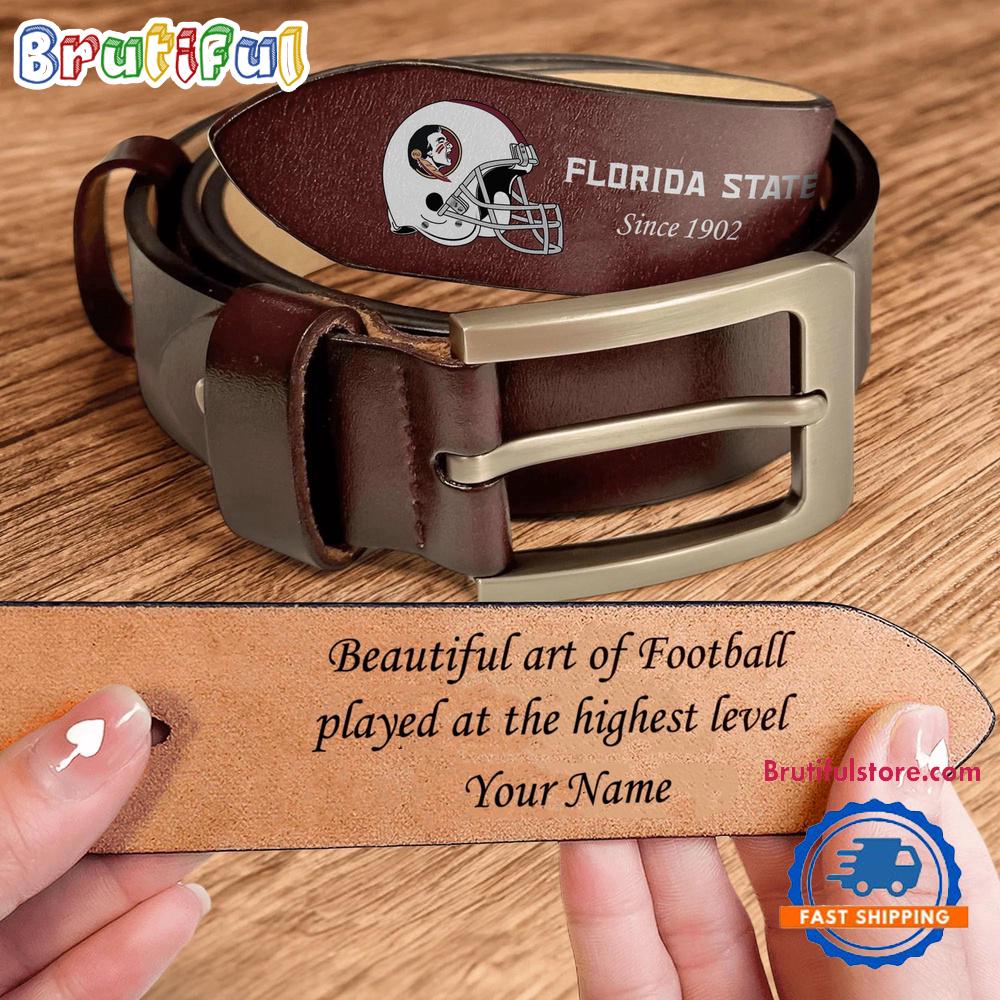 NCAA Florida State Seminoles Sport Logo Helmets Men’s Leather Belt