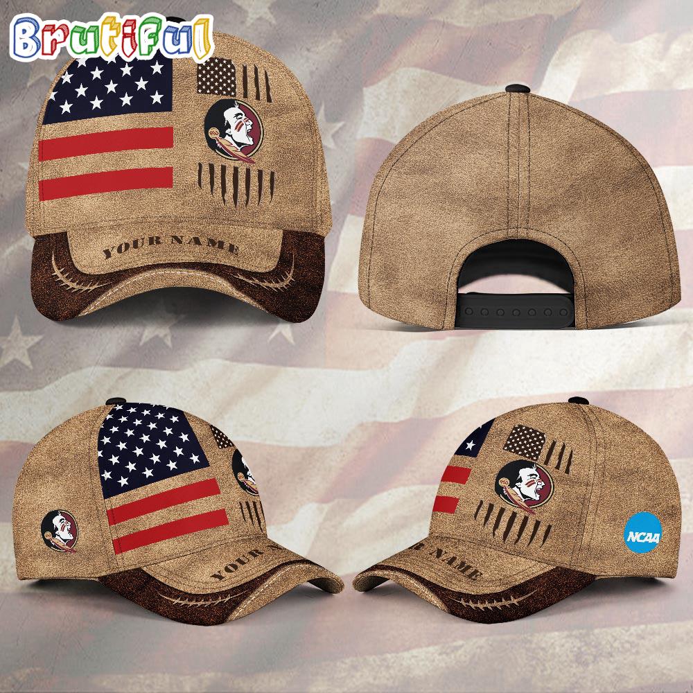 NCAA Florida State Seminoles Sport Team Pesonalized American Flag Baseball Cap