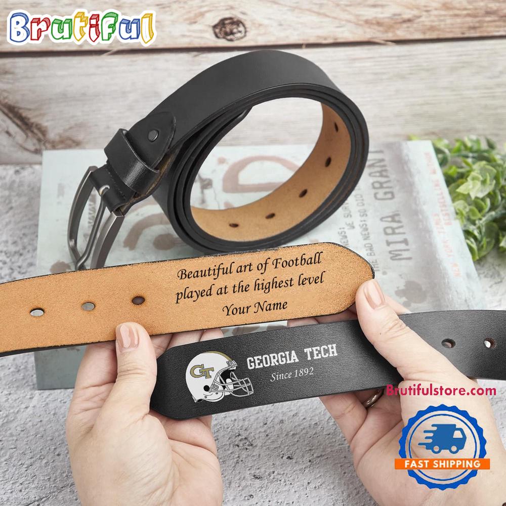 NCAA Georgia Tech Yellow Jackets Sport Logo Helmets Men’s Leather Belt