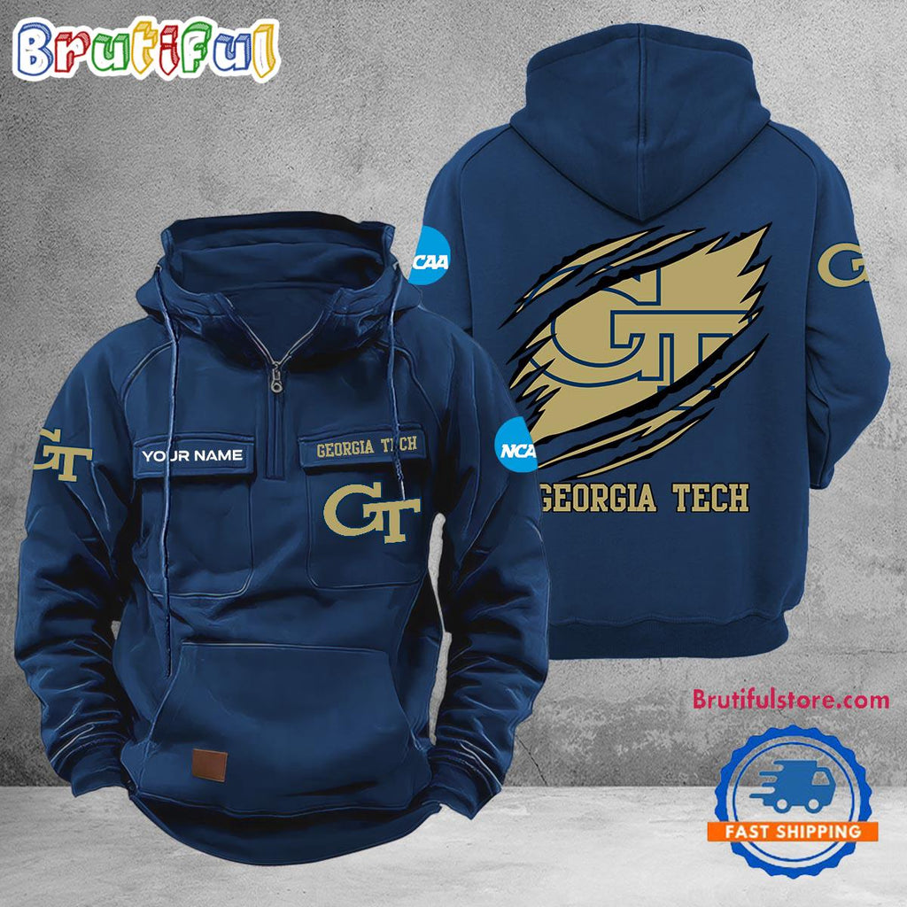 NCAA Georgia Tech Yellow Jackets Sport Team Design Logo Name Cargo Hoodie