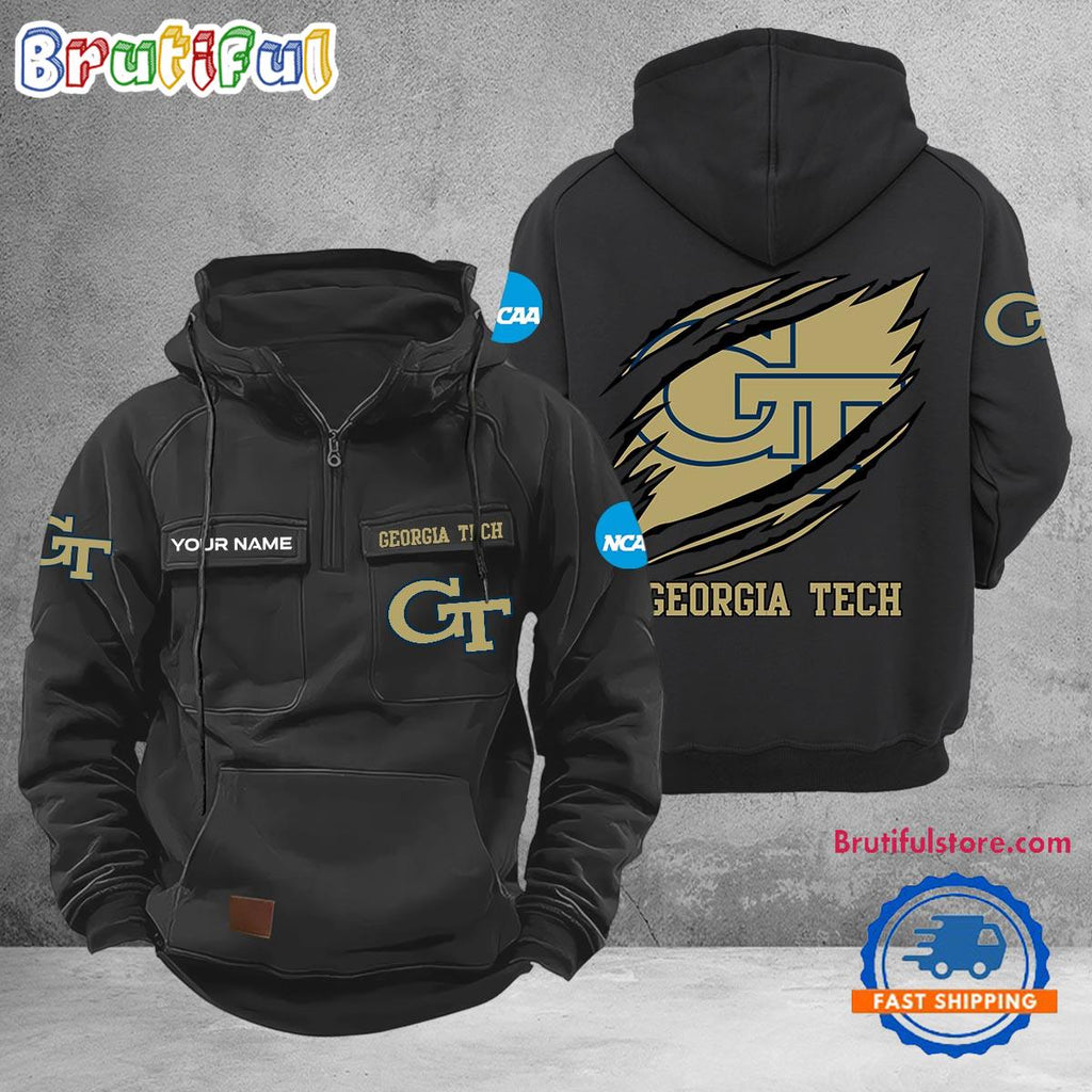 NCAA Georgia Tech Yellow Jackets Sport Team Design Logo Name Cargo Hoodie