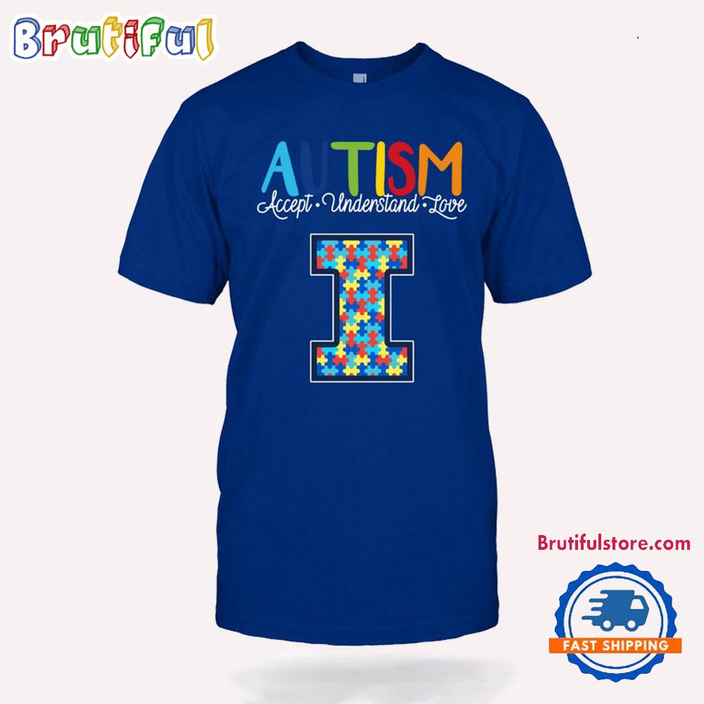 NCAA Illinois Fighting Illini Autism Accept Understand Love T-Shirt