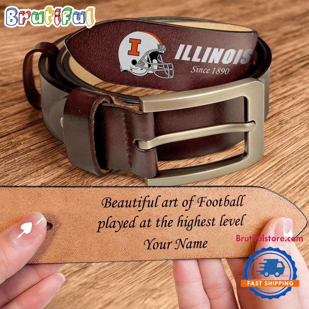 NCAA Illinois Fighting Illini Sport Logo Helmets Men’s Leather Belt