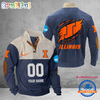 NCAA Illinois Fighting Illini Sport Team Custom Name And Number Buttoned Collar Sweatshirt