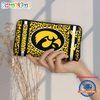 NCAA Iowa Hawkeyes Leopard Women’s Zip Around Wallet, Sporty Women’s Wallet